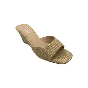 Steve Madden Women's Seleste Slip-On Wedged Sandals Gold/Raffia - Medium